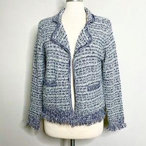 SIONI Tweed Knit Open Front Sweater Jacket